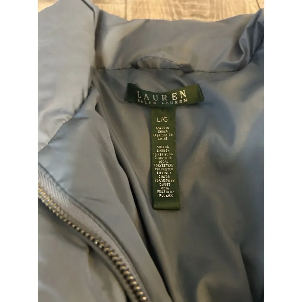 Lauren Ralph Lauren Down Quilted  Full Zip Puffer Parka‎ Coat Jacket Blue Sz L